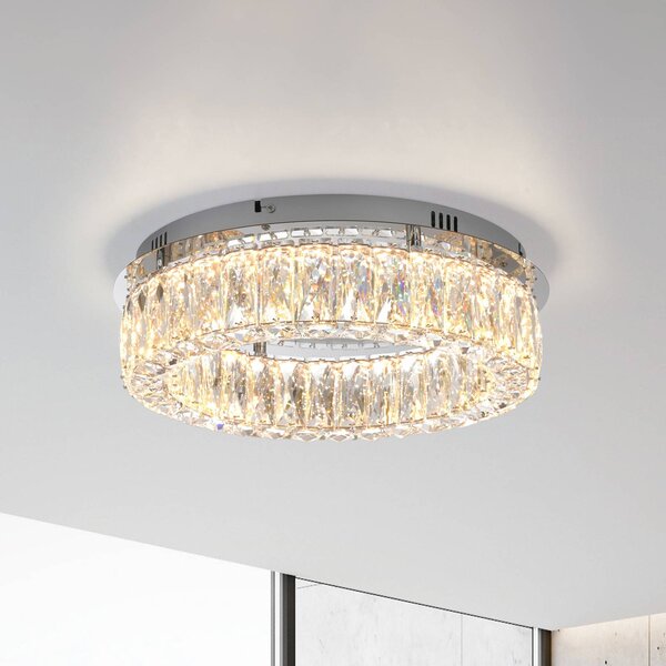 JUST LIGHT. GmbH Kulunka LED stropní svítidlo, železo, křišťálové sklo, stmívatelný, Chrom / stříbro, Obývací pokoj / jídelna, kov