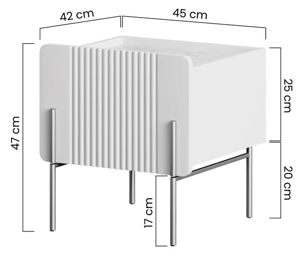 Noční stolek Malmi se zásuvkou 45 cm - černý mat / zlaté nožky