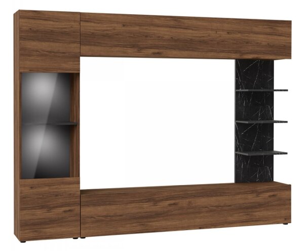 Obývací stěna Alemiko, Osvětlení: osvětlení LED - bílé, Barva dřeva: kašmír / dub kremona 5903211374067