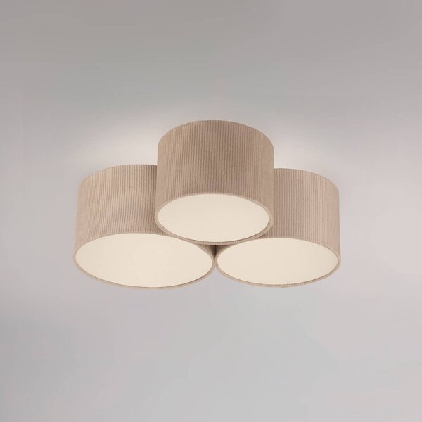 JUST LIGHT. GmbH Zelené stropní svítidlo Duro, textil, tři žárovky, stmívatelný, Krémová / jantar, Obývací pokoj / jídelna, Textil / tkanina / hedvábí