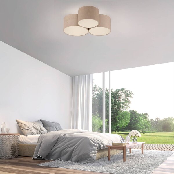 JUST LIGHT. GmbH Zelené stropní svítidlo Duro, textil, tři žárovky, stmívatelný, Krémová / jantar, Obývací pokoj / jídelna, Textil / tkanina / hedvábí