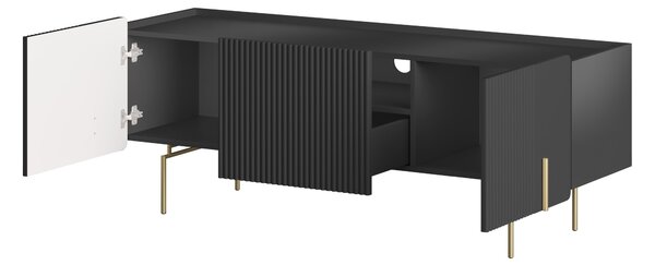 TV stolek Malmi 150 cm - černý mat / zlaté nožky