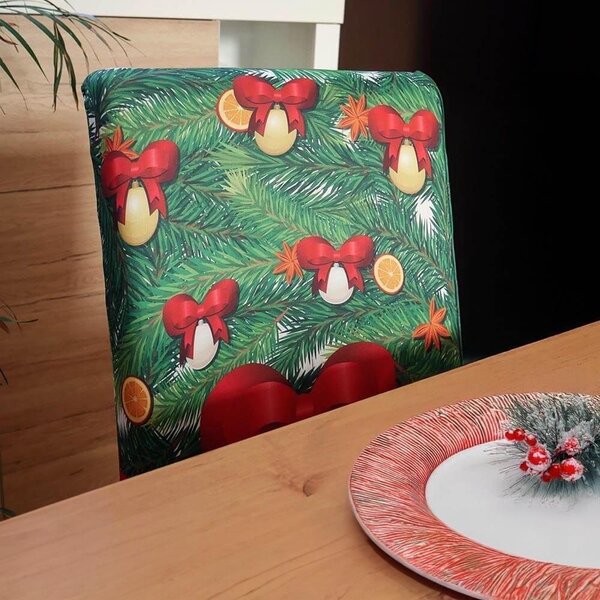 Potah na židli s vánočním motivem - mašle