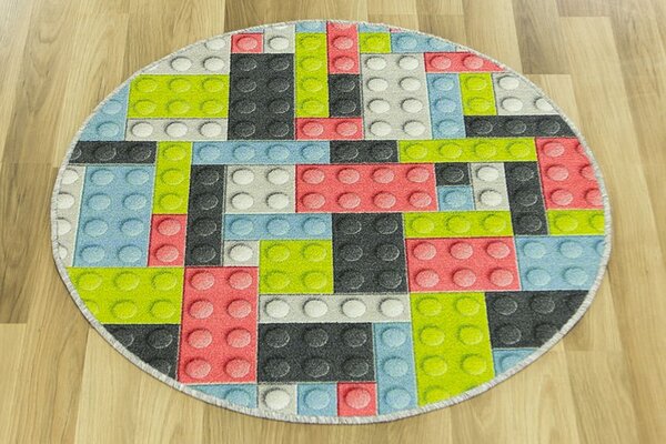 Kobercový ráj Kulatý dětský koberec Kostky pastelové Lego Rozměr: průměr 80 cm