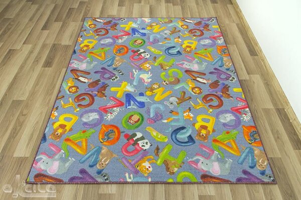 Kobercový ráj Dětský kusový koberec Alfabet 19 šedý Rozměr: 100x200 cm