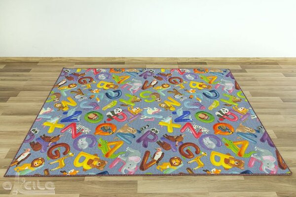 Kobercový ráj Dětský kusový koberec Alfabet 19 šedý Rozměr: 100x200 cm