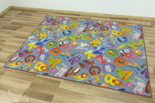Kobercový ráj Dětský kusový koberec Alfabet 19 šedý Rozměr: 100x200 cm