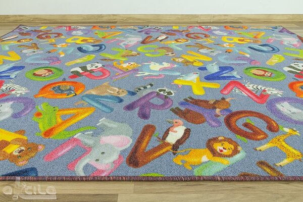 Kobercový ráj Dětský kusový koberec Alfabet 19 šedý Rozměr: 100x200 cm