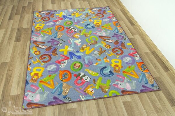 Kobercový ráj Dětský kusový koberec Alfabet 19 šedý Rozměr: 100x200 cm