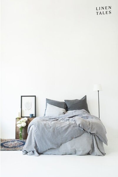 Světle šedé lněné prostěradlo 180x260 cm Light Grey – Linen Tales