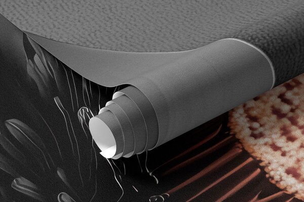 Fototapety Minimalistická černá květina s okvětními lístky a kontrastním teplým středem, Fototapety 3D, Fototapety 3d květiny, w09721 : uwalls.cz