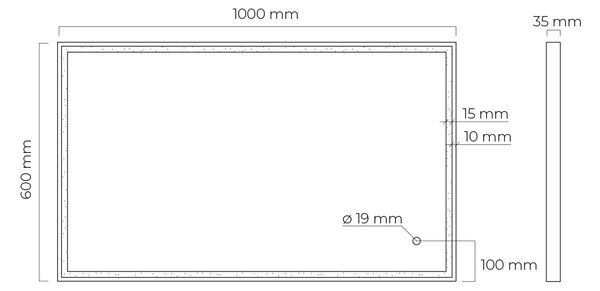 Oltens Nordlis zrcadlo 60x100 cm obdélníkový s osvětlením s vyhřívací podložkou černá 64106300