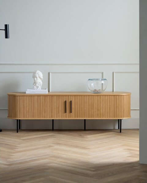 TV stolek v dekoru dubu v přírodní barvě 56x180 cm Nola – Unique Furniture
