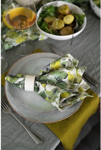 Zelené látkové podtácky v sadě 4 ks Lotus – Linen Tales
