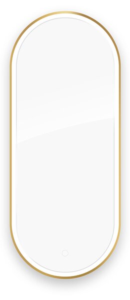 Oltens Nordlis zrcadlo 50x120 cm oválný s osvětlením s vyhřívací podložkou zlatá 64114800