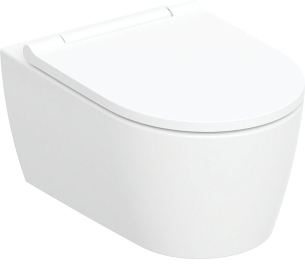 Geberit One wc mísa se sedátkem s pomalým sklápěním závěsná bez splachovacího kruhu s vírovým splachováním bílá lesk 500.201.01.1