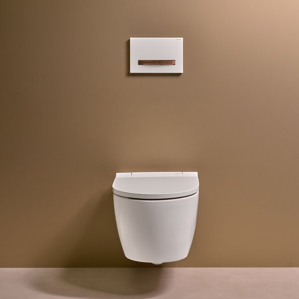 Geberit One wc mísa se sedátkem s pomalým sklápěním závěsná bez splachovacího kruhu s vírovým splachováním bílá lesk 500.201.01.1