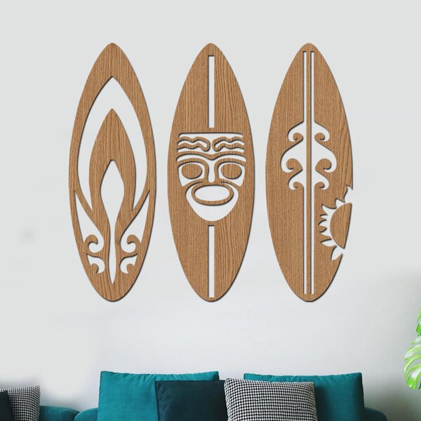Dřevěná dekorace na zeď SURF Zvolte barvu dekoru: Horský dub | Rozměry (cm): 60x60