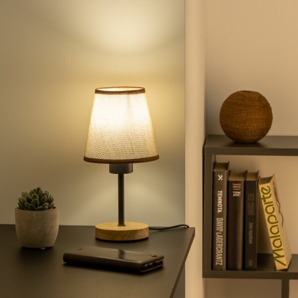 Brilagi - Stolní lampa NUBILA WOOD 1xE27/25W/230V dub/hnědá