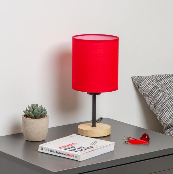 Brilagi - Stolní lampa NUBILA WOOD 1xE27/25W/230V dub/červená