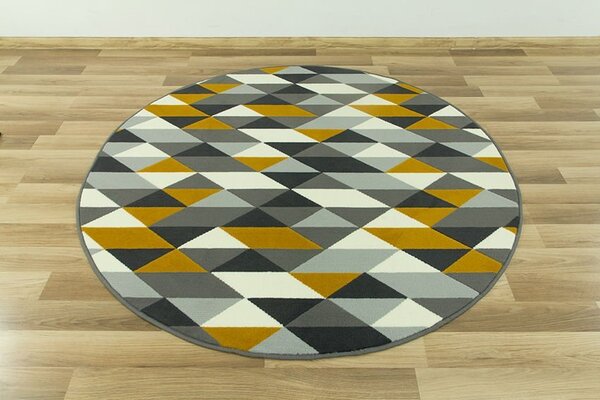 Balta Kulatý koberec LUNA 503652/89915 trojúhelníky žluté Rozměr: průměr 60 cm