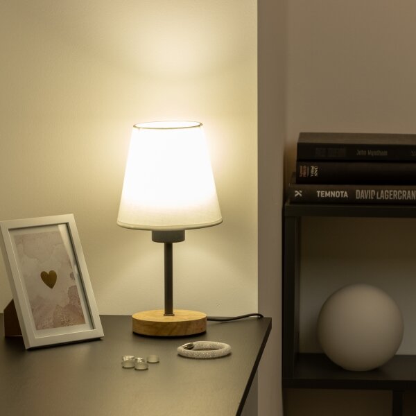 Brilagi - Stolní lampa NUBILA WOOD 1xE27/25W/230V dub/bílá