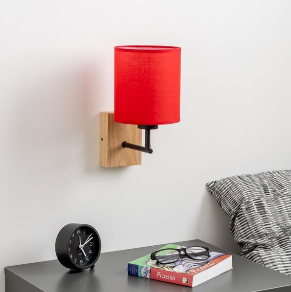 Brilagi - Nástěnná lampa NUBILA WOOD 1xE27/25W/230V dub/červená