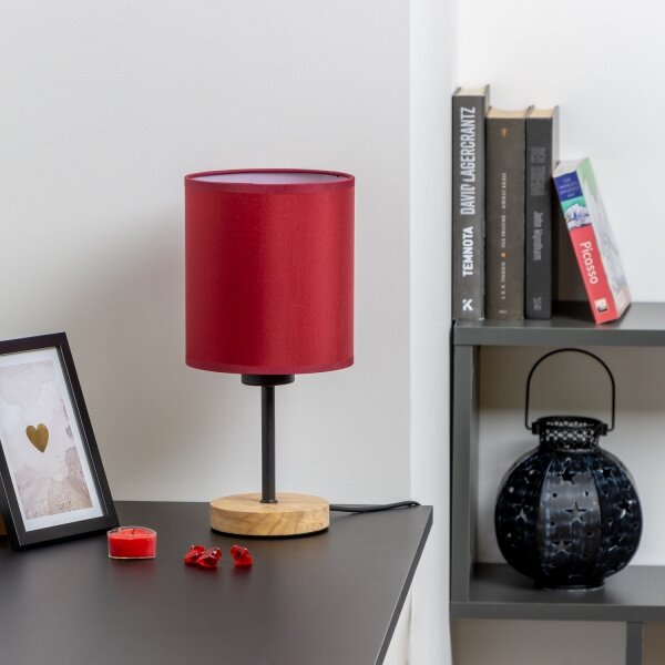Brilagi - Stolní lampa NUBILA WOOD 1xE27/25W/230V dub/pompejská červená