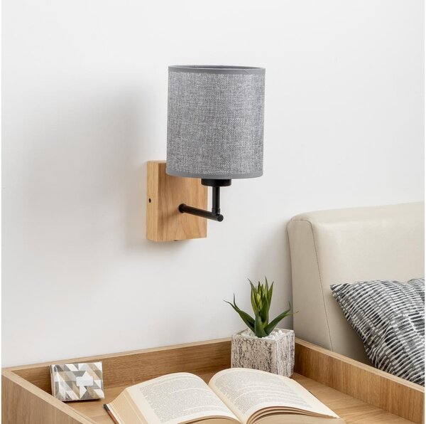 Brilagi - Nástěnná lampa NUBILA WOOD 1xE27/25W/230V dub/šedá