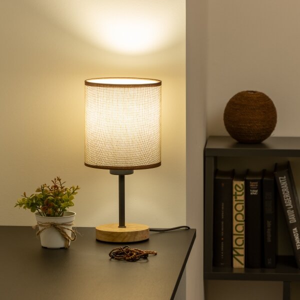 Brilagi - Stolní lampa NUBILA WOOD 1xE27/25W/230V dub/hnědá