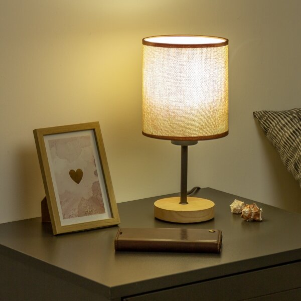 Brilagi - Stolní lampa NUBILA WOOD 1xE27/25W/230V dub/hnědá