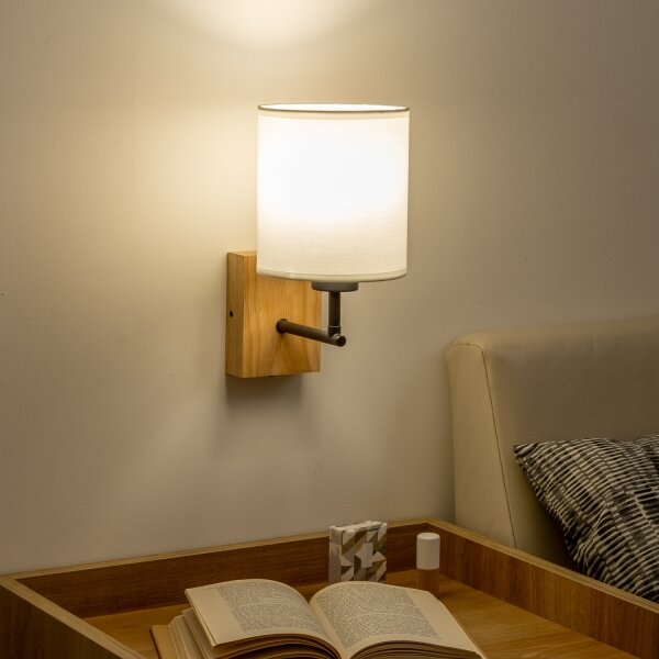Brilagi - Nástěnná lampa NUBILA WOOD 1xE27/25W/230V dub/bílá