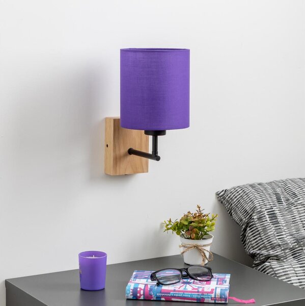 Brilagi - Nástěnná lampa NUBILA WOOD 1xE27/25W/230V dub/fialová