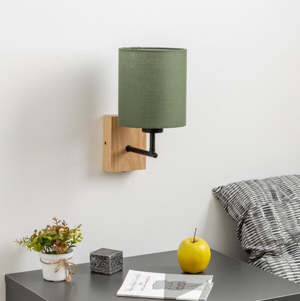 Brilagi - Nástěnná lampa NUBILA WOOD 1xE27/25W/230V dub/zelená