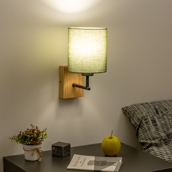 Brilagi - Nástěnná lampa NUBILA WOOD 1xE27/25W/230V dub/zelená