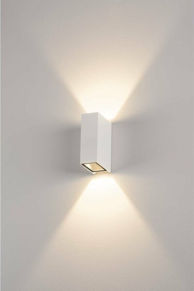 BIG WHITE SLV QUAD 2 XL, nástěnné svítidlo, LED, 3000K, IP44, hranaté, up/down, bílé, 3,2 W 232441