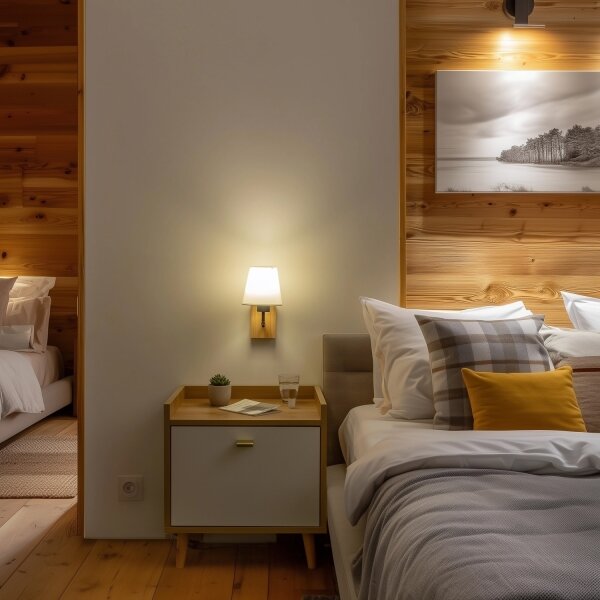 Brilagi - Nástěnná lampa NUBILA WOOD 1xE27/25W/230V dub/bílá