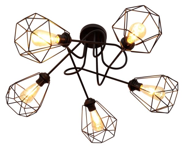 Přisazený lustr KARO 5xE27/15W/230V černá