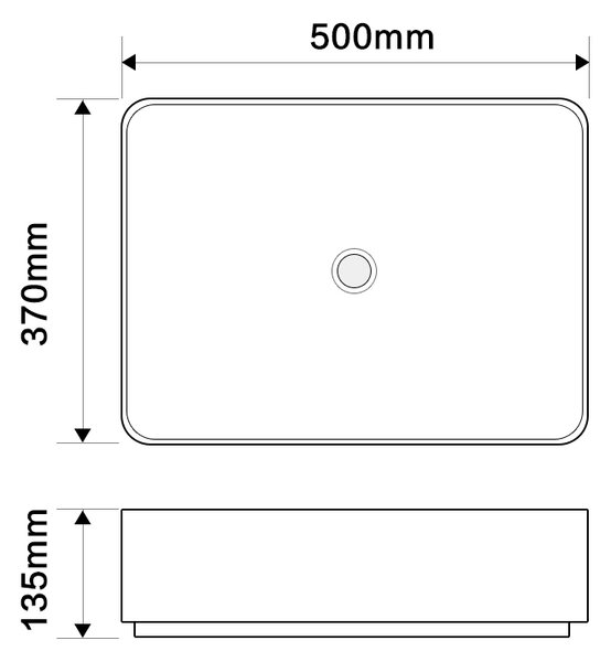 Erga Madalyn, umyvadlo na desku 500x370x135 mm, bílá lesklá, ERG-V03-9674-WH