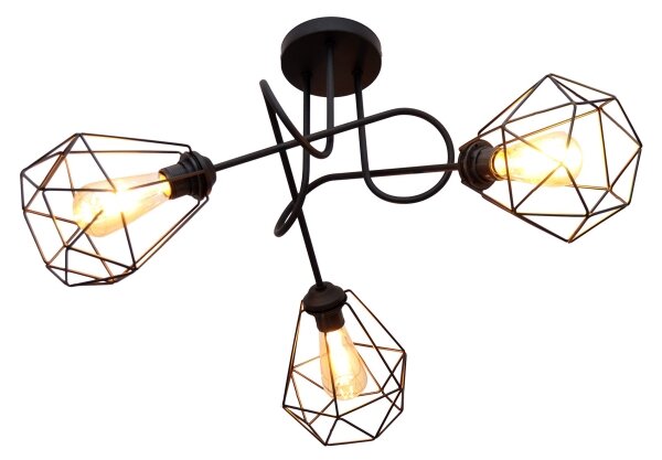 Přisazený lustr KARO 3xE27/15W/230V černá