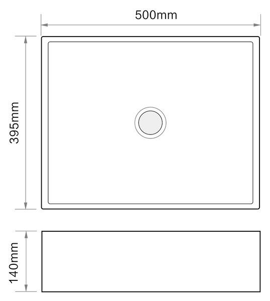 Erga Elsa, umyvadlo na desku 500x395x140 mm, bílá lesklá, ERG-V03-9506-WH