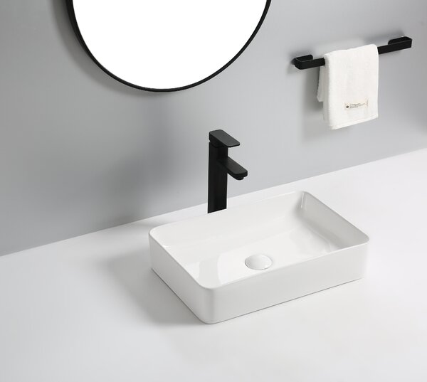 Erga Emiliana, umyvadlo na desku 500x335x110 mm, bílá lesklá, ERG-V03-9533-WH