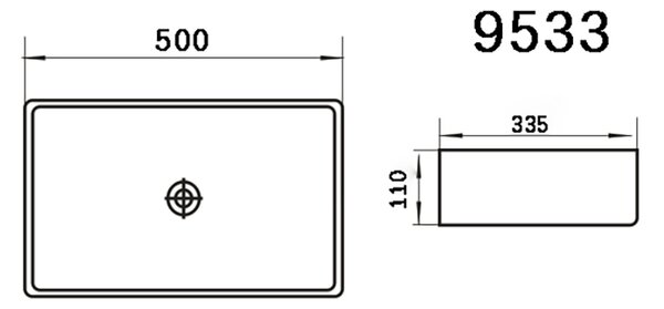 Erga Emiliana, umyvadlo na desku 500x335x110 mm, bílá lesklá, ERG-V03-9533-WH