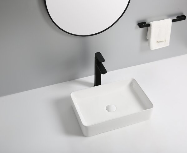 Erga Emiliana, umyvadlo na desku 500x335x110 mm, bílá lesklá, ERG-V03-9533-WH