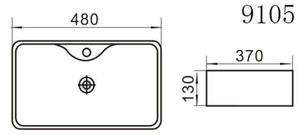 Erga Joyce, umyvadlo na desku 480x370x130 mm, bílá lesklá, ERG-V03-9105-WH