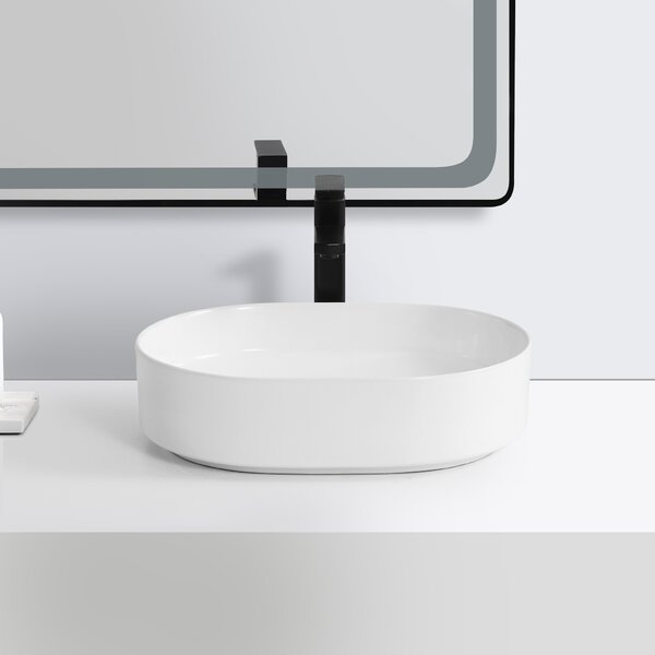 Erga Lakelyn, umyvadlo na desku 600x370x135 mm, bílá lesklá, ERG-V03-9720B-WH