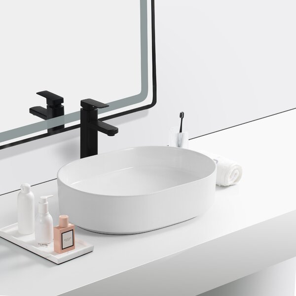 Erga Lakelyn, umyvadlo na desku 600x370x135 mm, bílá lesklá, ERG-V03-9720B-WH