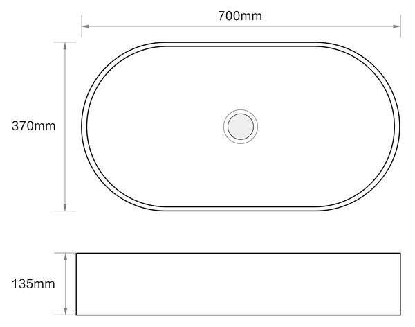 Erga Indigo, umyvadlo na desku 700x370x135 mm, bílá lesklá, ERG-V03-9720C-WH