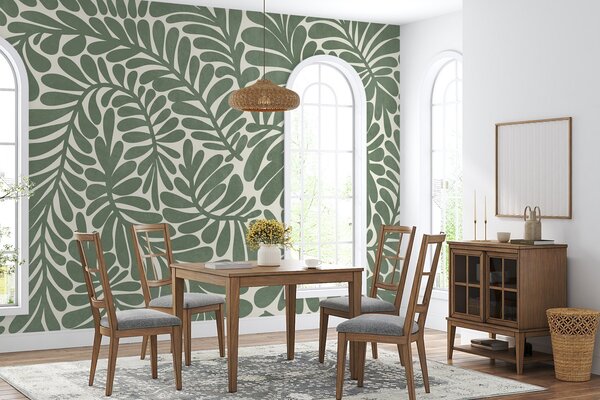 Fototapety Stylizované zelené listy na světlém pozadí, texturovaná grafika, Tapety Unikátní, w09775v2 : uwalls.cz