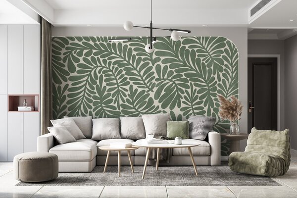 Fototapety Stylizované zelené listy na světlém pozadí, texturovaná grafika, Tapety Unikátní, w09775v2 : uwalls.cz